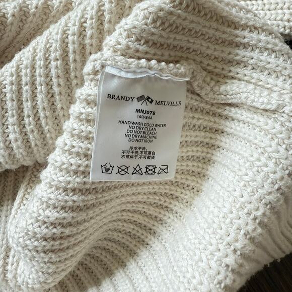 Brandy Melville Cropped Cream Cotton Blend Cardigan One Size - Picture 6 of 7